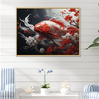 " Red And Grey Kois Fish Swimming With Serenity IV "
