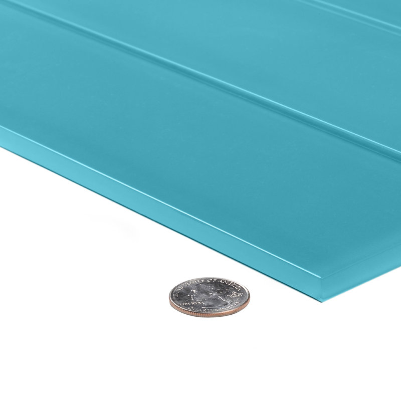 3'' x 12'' Glass Subway Wall Tile, Aqua