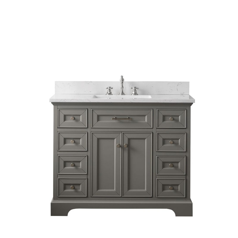 Lisette 42" Single Bathroom Vanity Set, Gray/Brushed Nickel