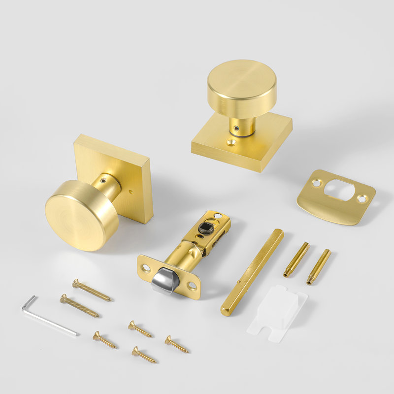 Modern Grace Series Passage Door Knobs, Satin Brass