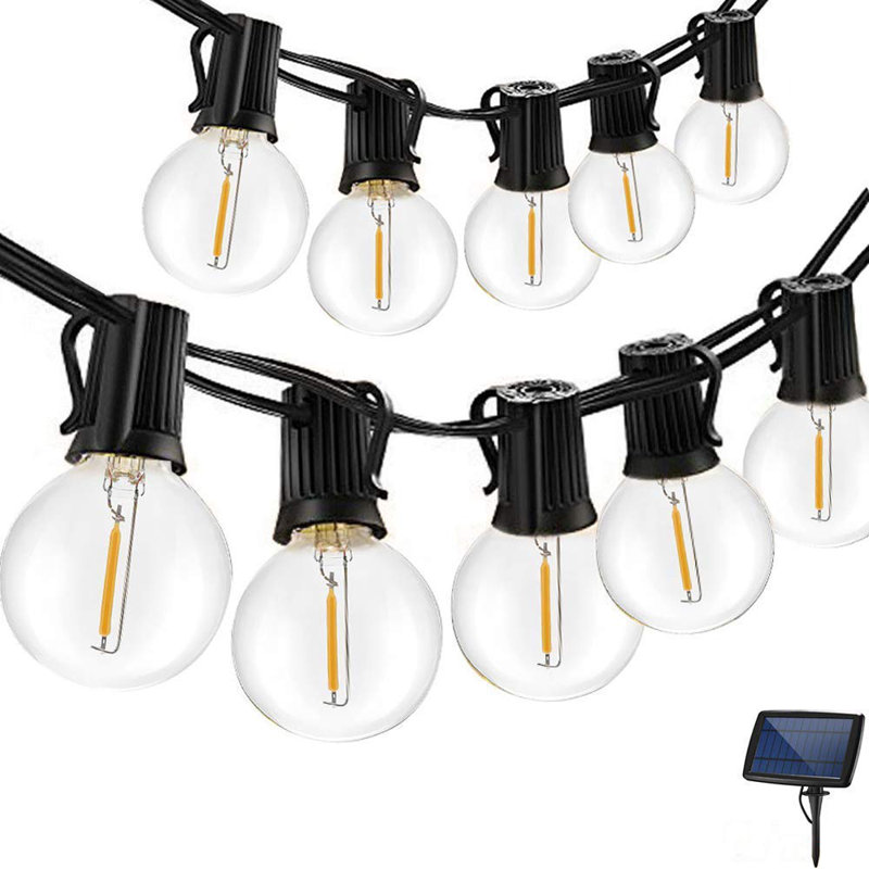 25Ft 25 + 2 LED G40 Outdoor Super Solar Power Patio String Lights