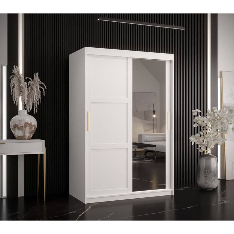 Artimizia 2 Door Manufactured Wood Wardrobe, 200cm H x 120cm W x 62cm D, White