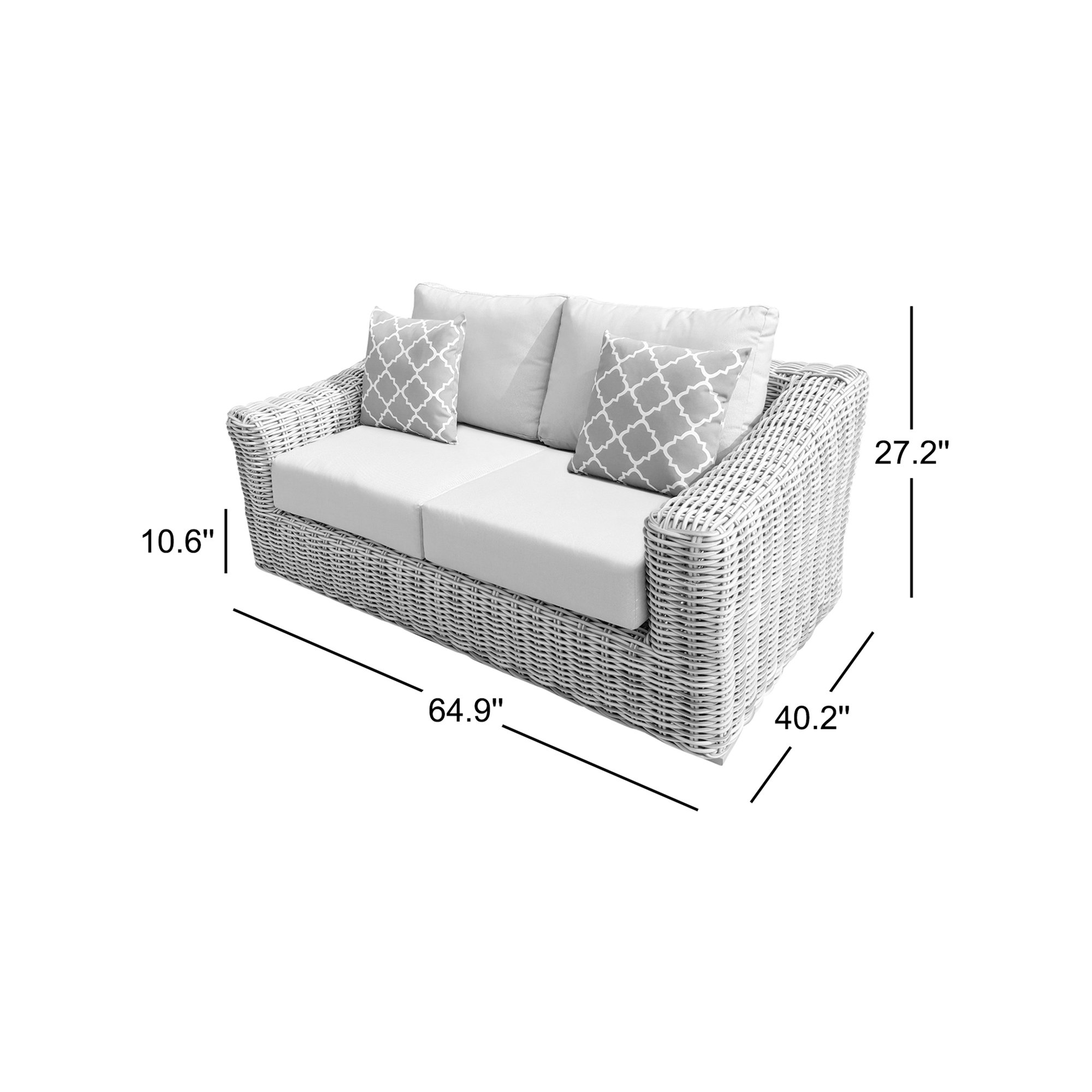 64.9'' Wide Wicker Loveseat with Cushions, Blue