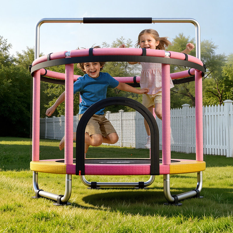 VEVOR in. Round Kid / Toddler Trampoline with Safety Enclosure, Pink