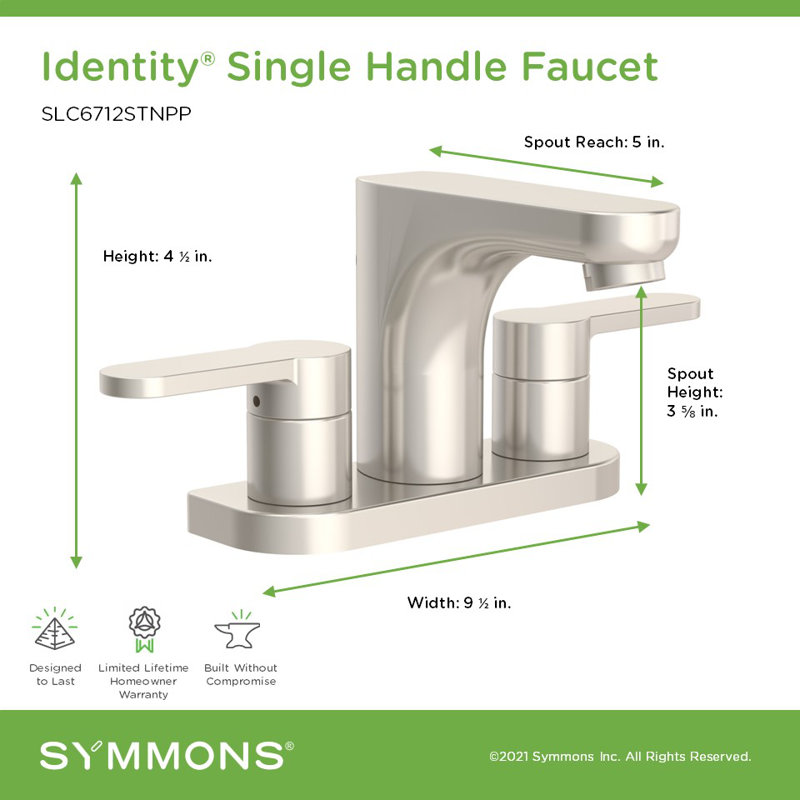Identity Centerset Faucet with Push Pop Drain, Satin Nickel