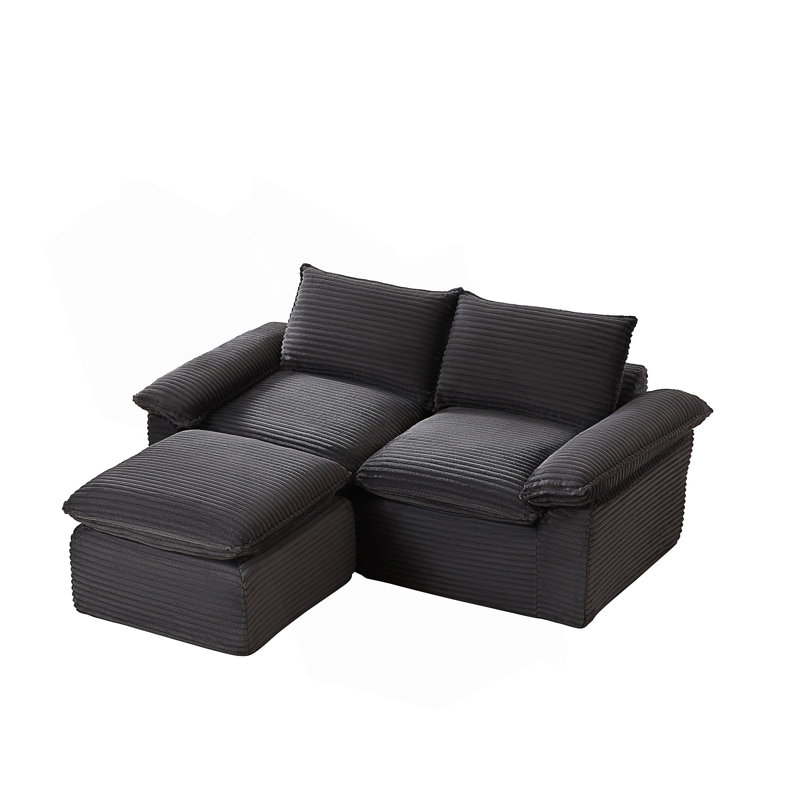 Modern Corduroy Cloud Sofa, Dark Gray Corduroy