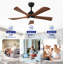 Ventilateur de plafond industriel moderne à moteur à courant continu réversible de 42 pouces à 6 vitesses avec lumières, noir mat-130156494-130156495