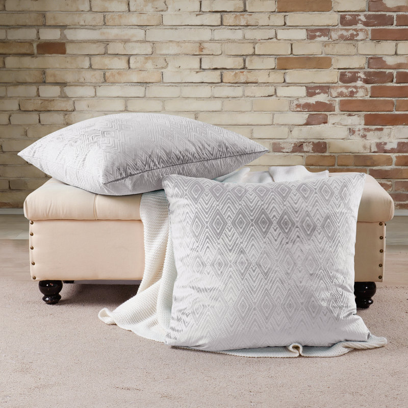 Ikat Velvet Euro Throw Pillow Covers, Silver