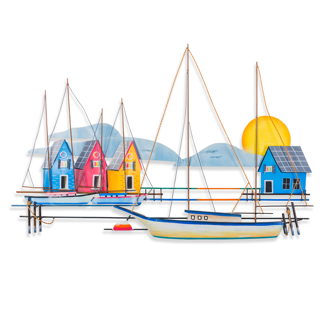 Handmade Coastal Wall Decor on Metal Longshore Tides