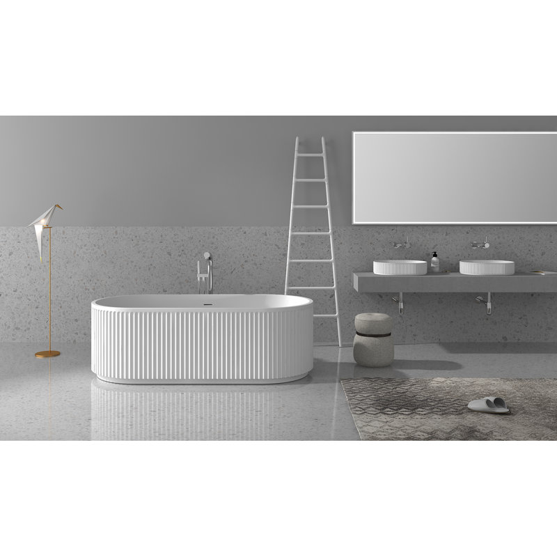 Cordona Freestanding EpiStone Bathtub, 17.12" H x 67" W x 30.75" L