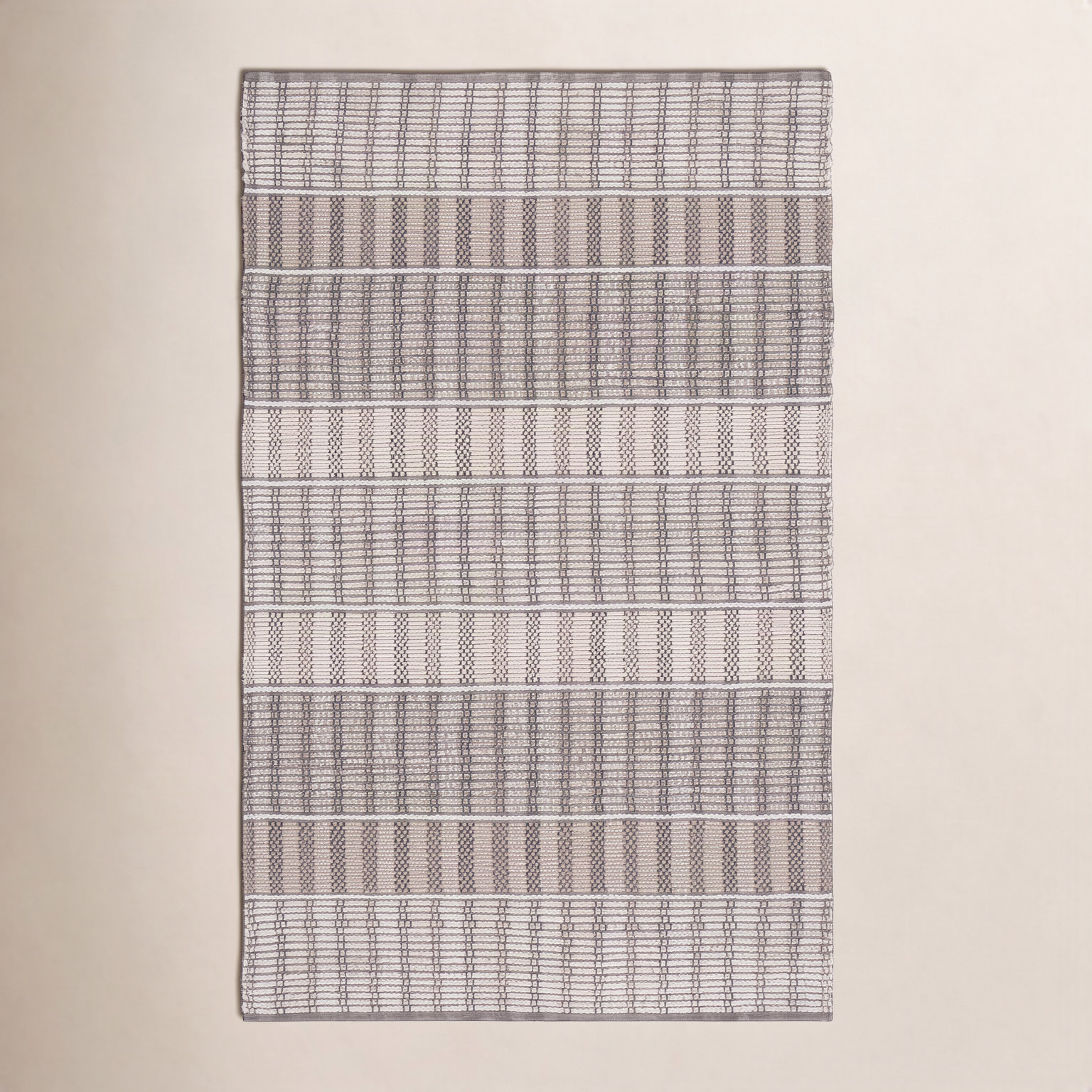 Hand-Woven Geometric Cotton Rug, Rectangle 4' x 6'