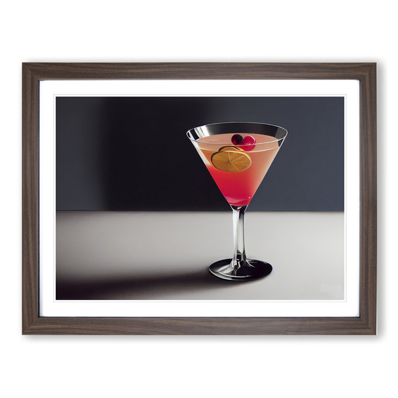 XH1022-6074X Modern Cocktail Art Vol.1 - Single Picture Frame Print, 46cm H x 64cm W x 2cm D, Walnut