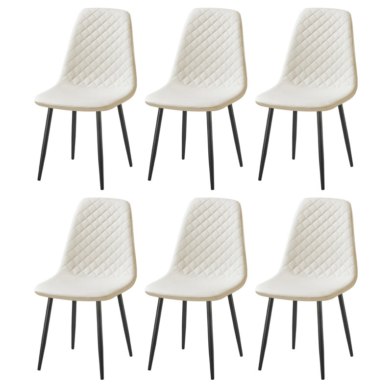 Wayland Modern Upholstered Faux Leather Dining Chair, Black, 6, Cream
