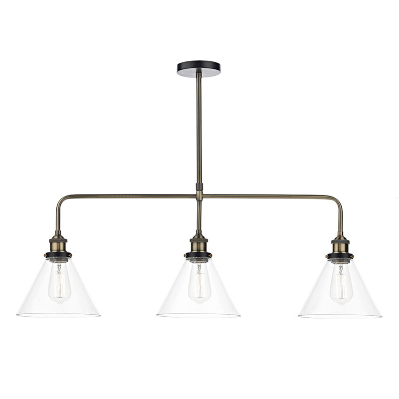 Schell 3 - Light Kitchen Island Pendant, Brass/Matt Black
