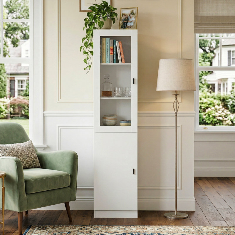 Armoire haute avec porte en verre trempé