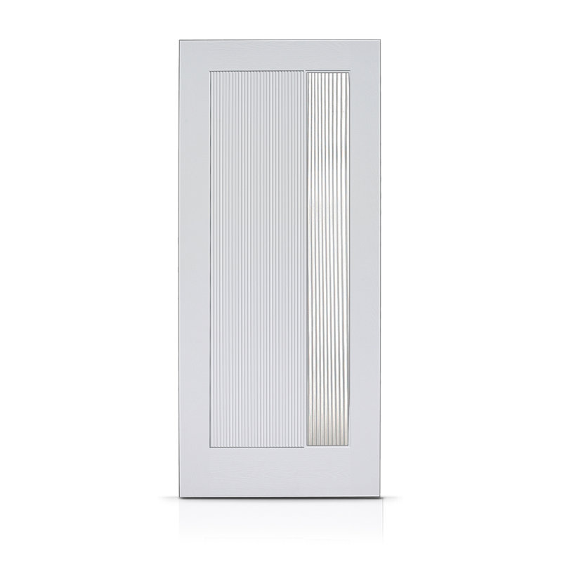 Porte d'entrée avant moderne en fibre de verre avec dalle de porte décorative en verre Designer, 36 po x 80 po, Gris