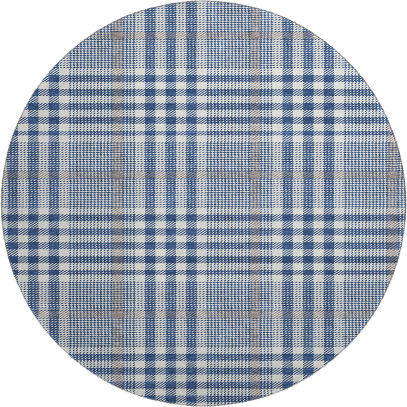 Tapis à carreaux Corry AMF1054 lavable à la machine de qualité supérieure, Rond 8 pi
