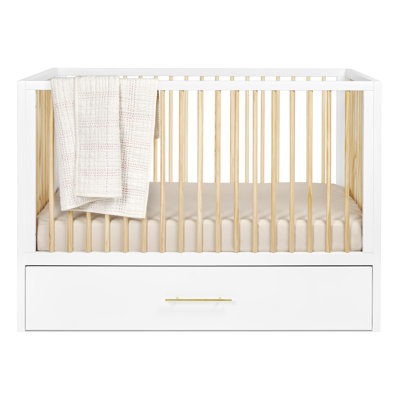 3-in-1 Convertible Crib with Trundle, Toddler Bed, Daybed, White / Natural