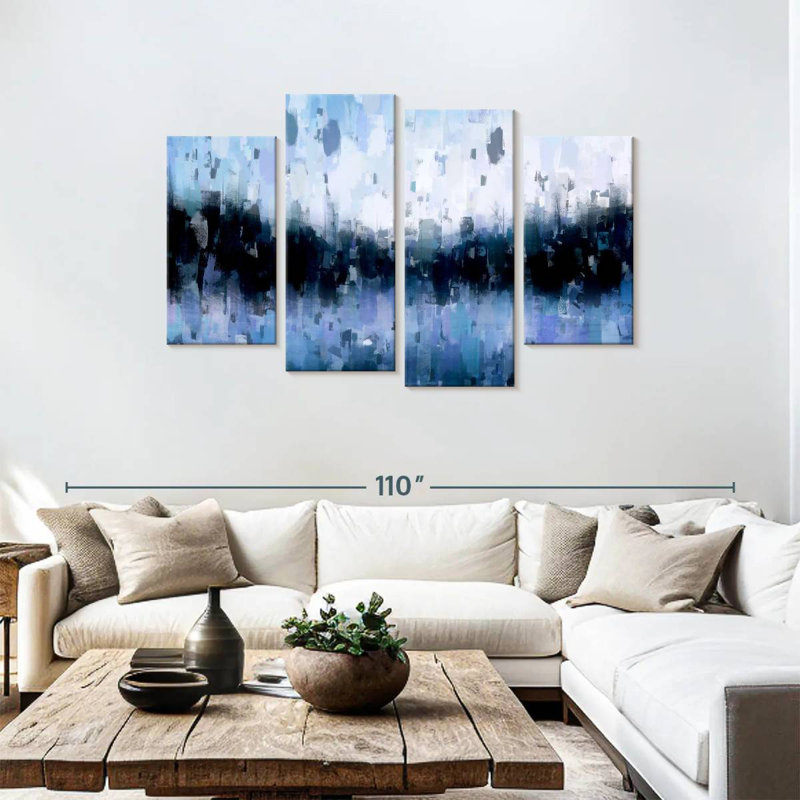 Avery Abstract Navy Blue, 48" H x 75" W