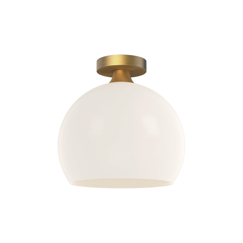 Plafonnier encastré 1 lumière Castilla 11,875 po, Doré vieilli, Opale matte