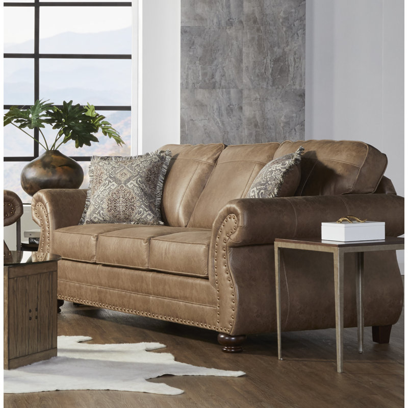 Macalla 91'' Faux Leather Sofa, Jetson Ginger/Vail Mountain