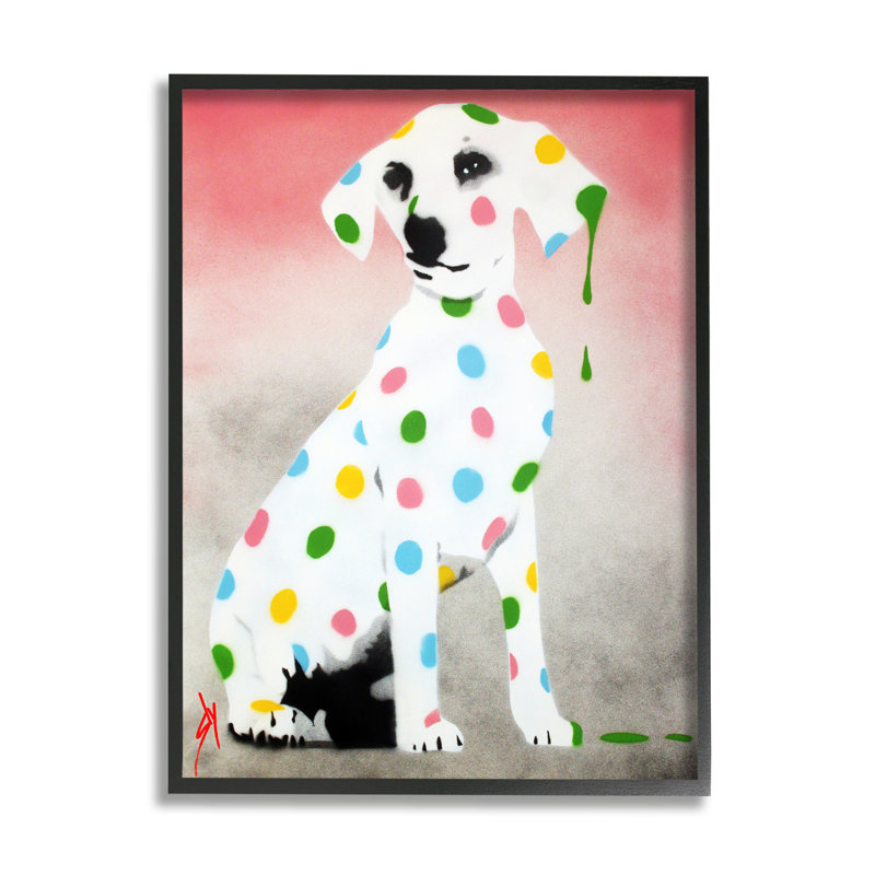 «Street Style Dalmatian Dog», encadré sur bois par Juan Sly, impression, Giclée encadrée noir minuit