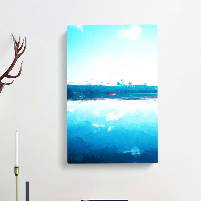 Red Kayak On A Lake In Sweden In Abstract - Wrapped Canvas, 91cm H x 60cm W x 3cm D