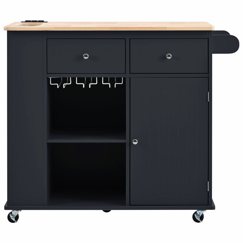 Versatile Kitchen Island with Multiple Functionalities for Stylish Homes, Black