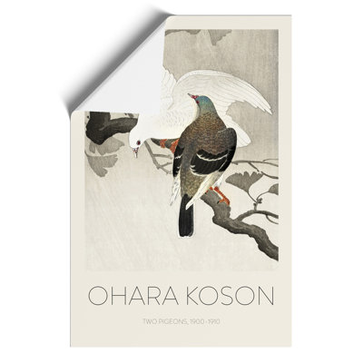 Two Pigeons on a Branch Print by Ohara Koson - Frameless Print