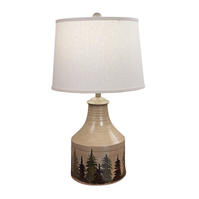 Wide Clay Jug with Handpainted Woodland Trees