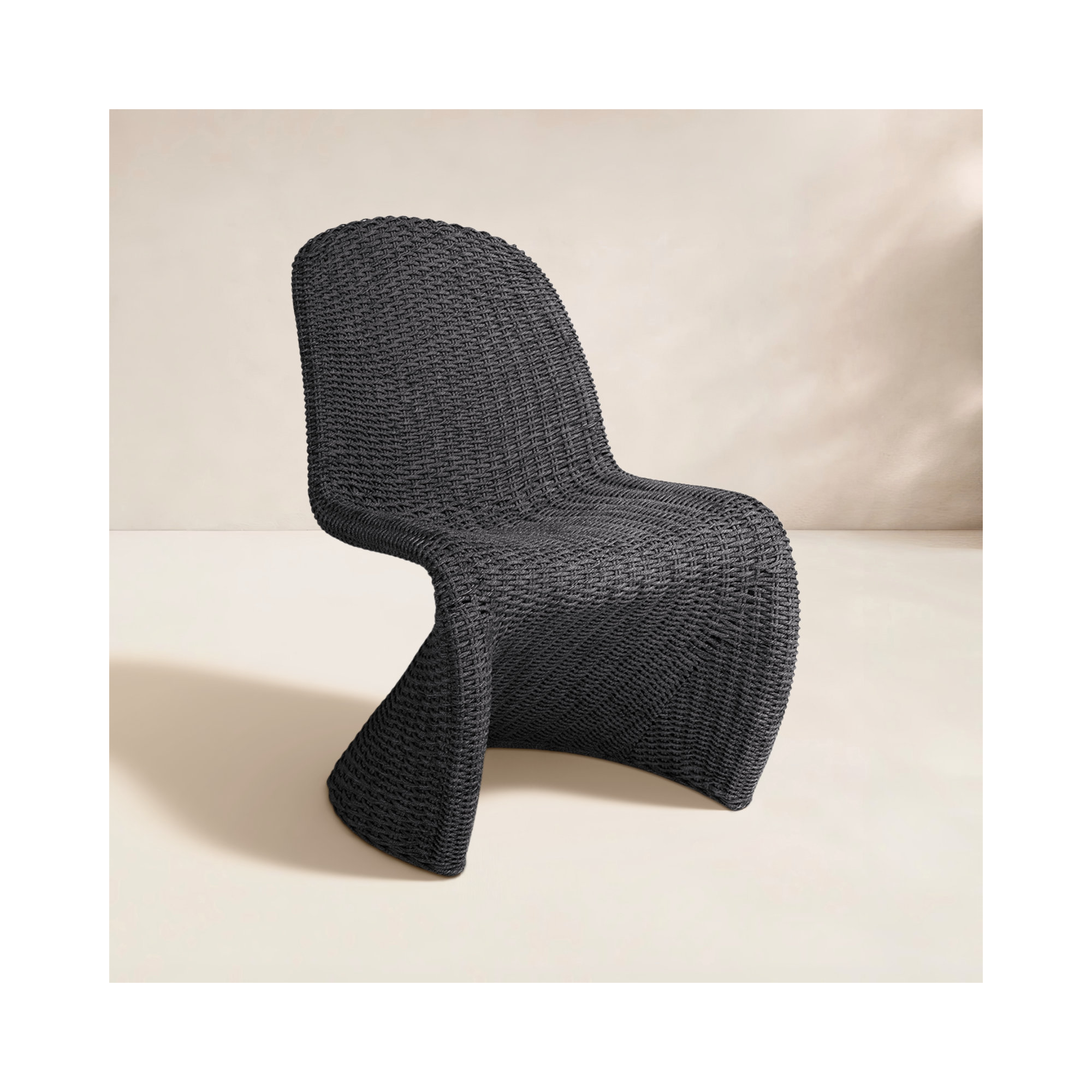 Daughtery Wicker Dining Side Chair, Vintage Coal