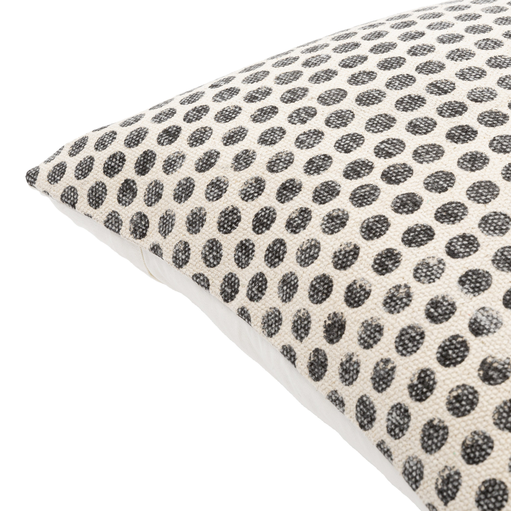 Zetta Polka Dots Cotton Throw Pillow, Pillow Cover Only - No Insert, Light Beige/Black, 20" x 20"