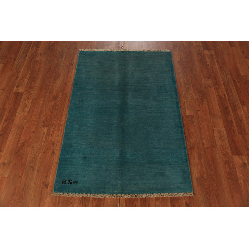 Tapis de vestibule oriental bleu sarcelle Gabbeh 3 x 4