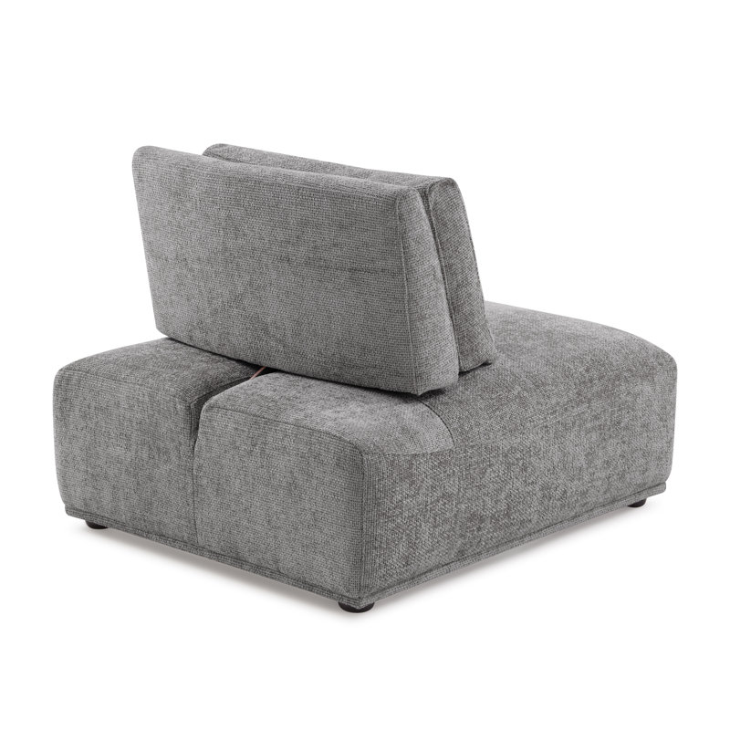 Aukeem 5 - Piece Upholstered Sectional, Dark Gray Polyester