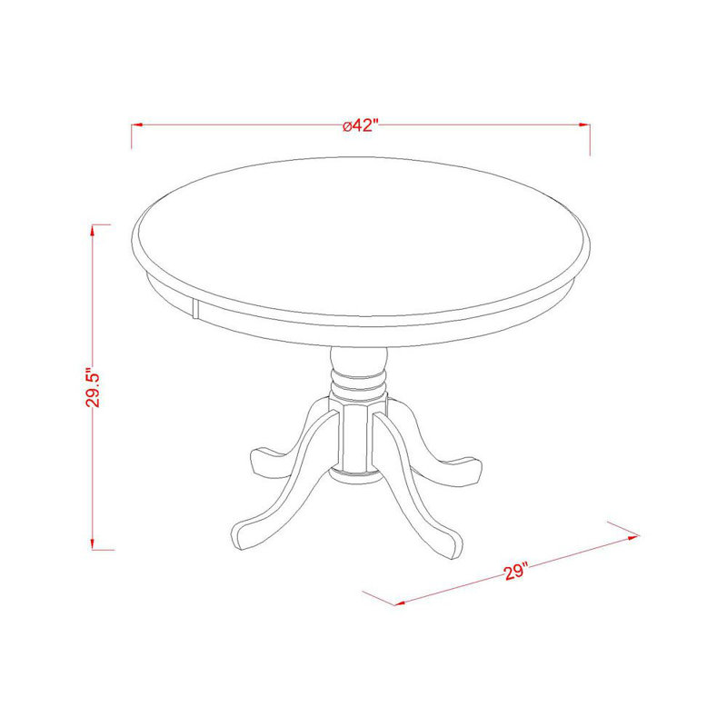 3 Piece Dining Room Furniture Set Contains a Round Kitchen Table with Pedestal and 2 Linen Fabric Dining Chairs, Buttermilk & Cherry