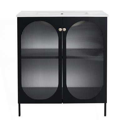 Meuble-lavabo autoportant avec lavabo en céramique