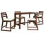 Ensemble de bar de patio rustique 5 pièces, ensemble de table de patio et chaises avec chaises ergonomiques, plateau de table à lattes en bois massif pour bord de piscine, balcon, cour arrière, porche-130154970-130154972-130154973