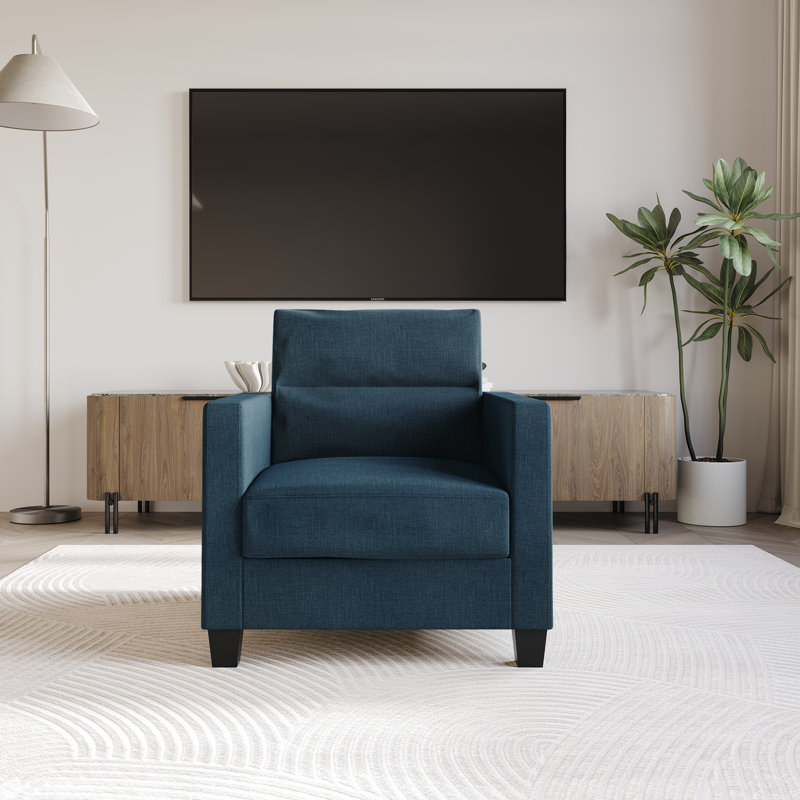 Macy Upholstered Armchair, Blue 100% Linen