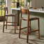 Stickley Saranac Bar Stool, Solid Rustic Walnut, Sustainable Construction, Clothing-Safe, Curved Back, Curved Leather Seat, Footrest, Made in USA-1683493092