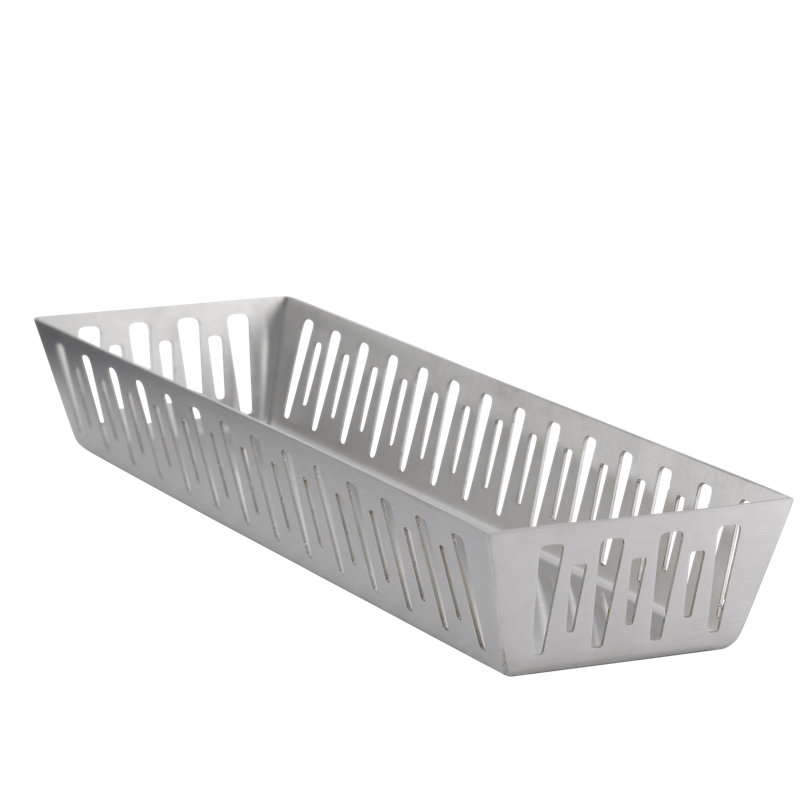 Panier rectangulaire étroit en acier inoxydable, Argent argent