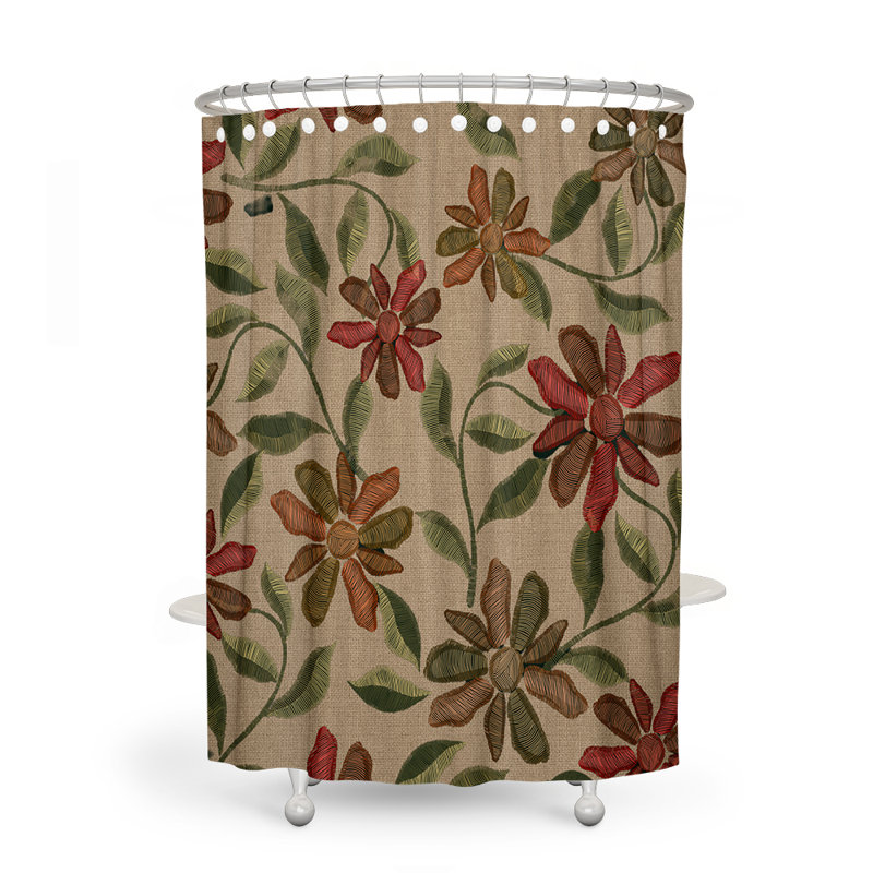 Rideau de douche simple à motif floral, H 93 po x l 70 po