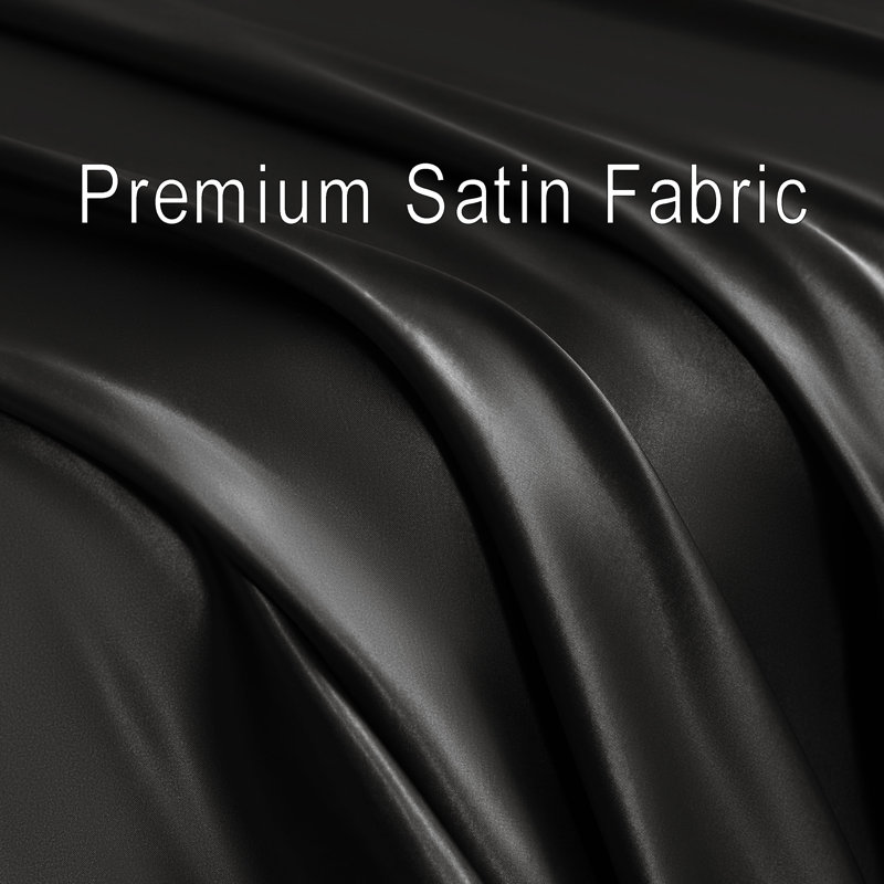 Ensemble de draps en satin 4 pièces Luxury, Noir, noir, noir, noir, Couvre-lit double + 4 pièces supplémentaires