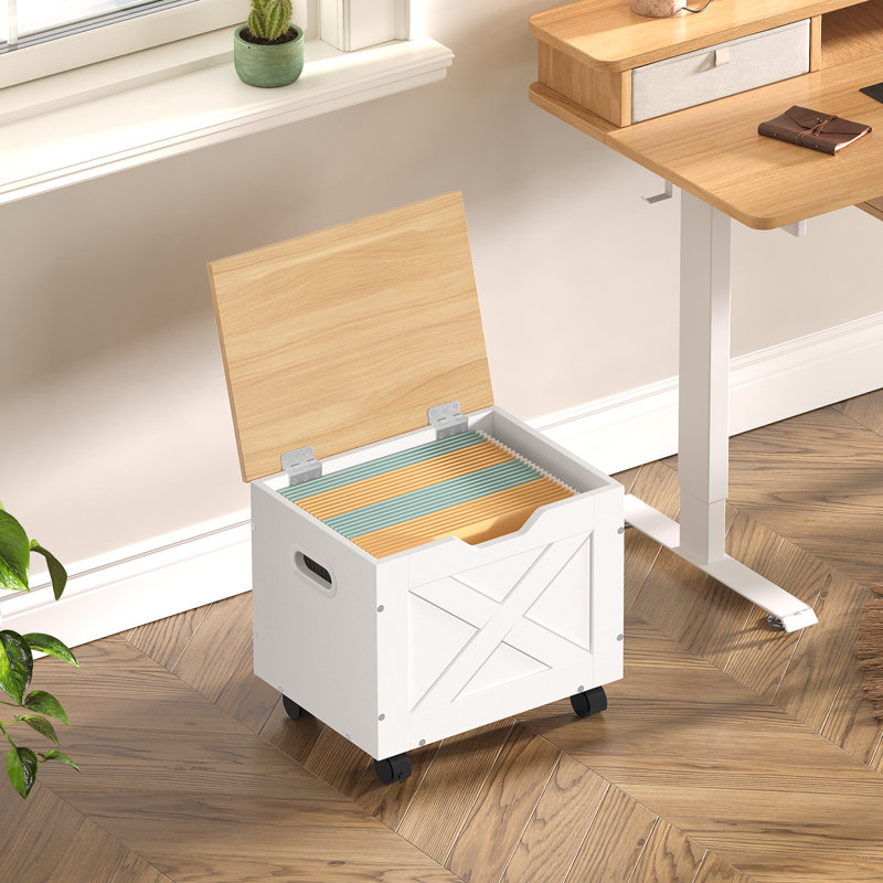 Rolling Filing Cabinet Mall File Cabinet Under Desk With Single Drawer, White/Yellow