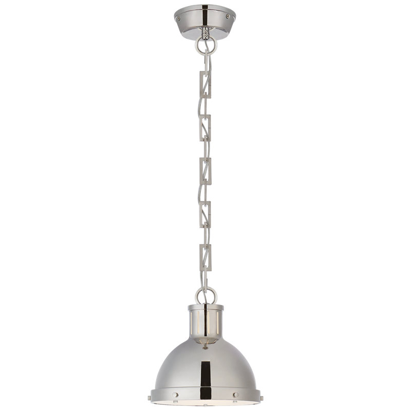 Thomas O'Brien Hicks 1 - Light Small Pendant, Polished Nickel, 9.25" H x 8.75" W x 8.75" D