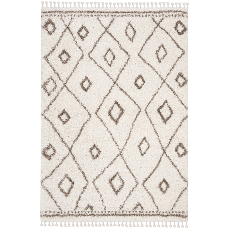 ImraanMoroccan Fringe Shag Performance Geometric Rug, Rectangle 5'3" x 7'6"