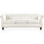 Canapé 3 places blanc de 211,8 cm (83,28 po), revêtement en similicuir, rembourrage en mousse, structure en bois massif et contreplaqué, pieds stables en bouleau avec accoudoirs arrondis, assise longue, revêtement en similicuir, rembourrage et structure, peinture vernie