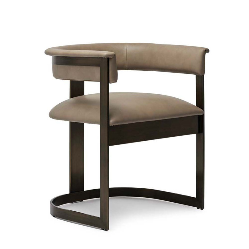 Darcy Leather Arm Chair, Fawn Taupe, Antique Bronze