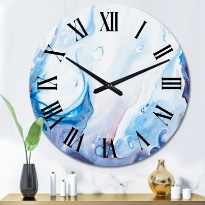 Horloge murale moderne bleu clair et rose liquide