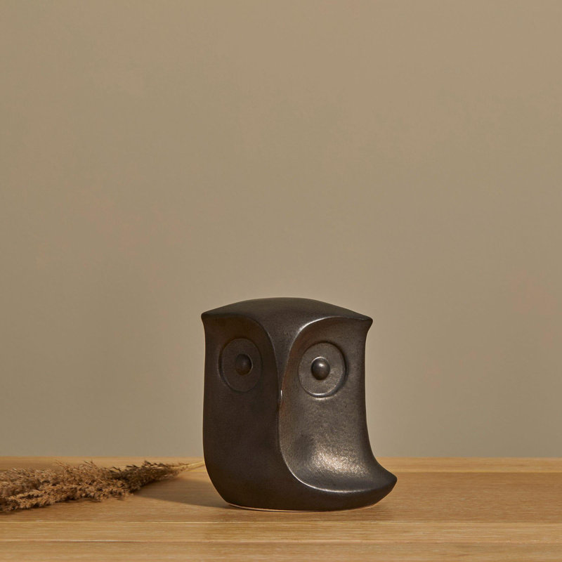 Chimel Ceramic Owl Decorative Object, 16cm H x 15cm W x 10cm D