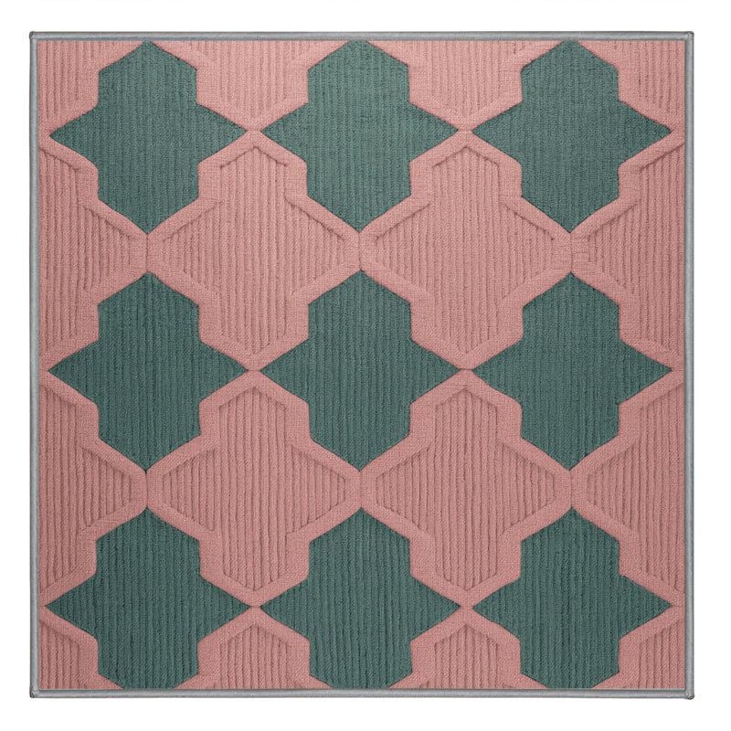 Tapis brun treillis lavable à la machine, Carré 8 pi